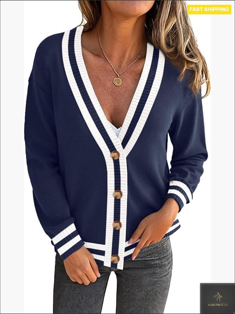 Button Down Cardigan Sweater Casual Open Front Long Sleeve Knit Lightweight